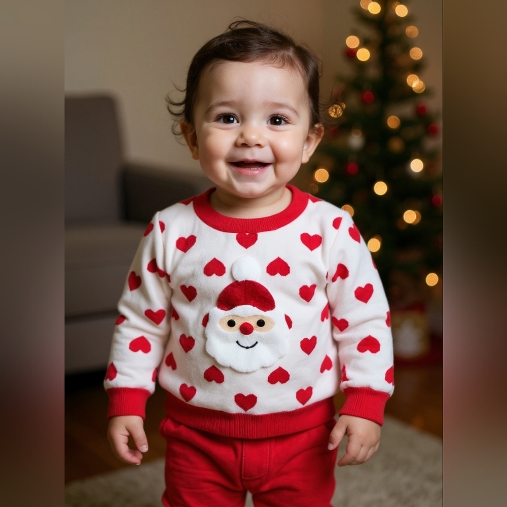 Santa Heart Applique Sweater Size 18-24 Months